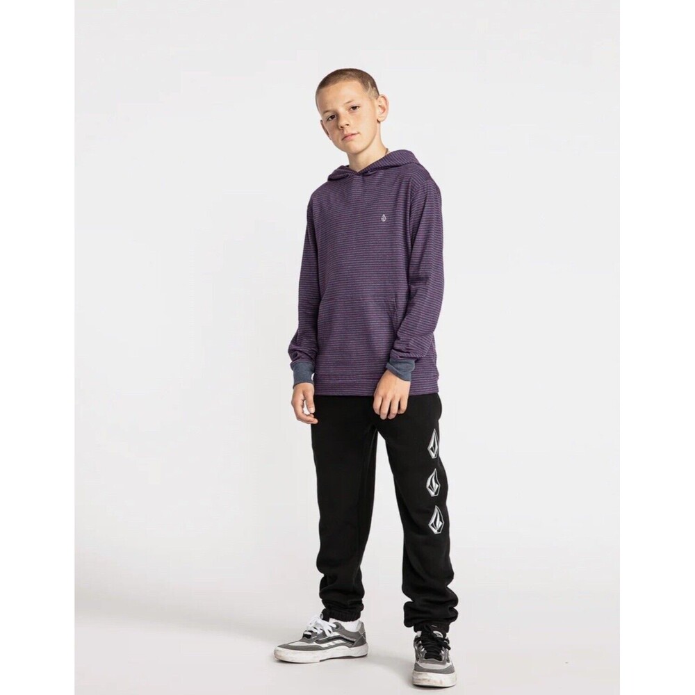 VOLCOM Boys Youth Pinstone Hooded Long Sleeve Shirt Marina Blue Cotton Fall M 10